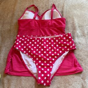 Pink Polka Dot Two-Piece Swim Set